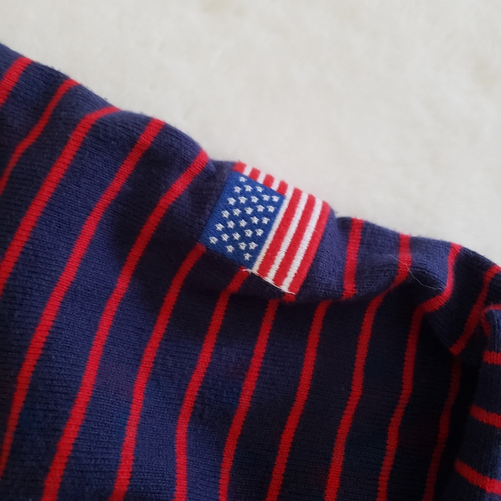 Vineyard Vines USA mixed stripe pullover in Deep Bay - Picture 5 of 10